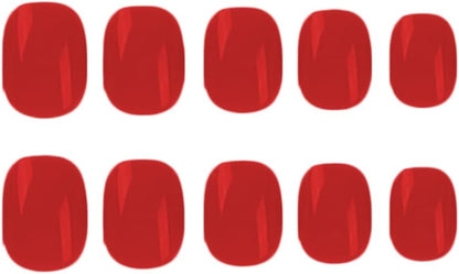 24Pcs Short False Nails Burgundy Stick on Nails Wine Red Press on Nail Removable Glue on Acrylic Full Cover Fake Nail Art Accessories for Women