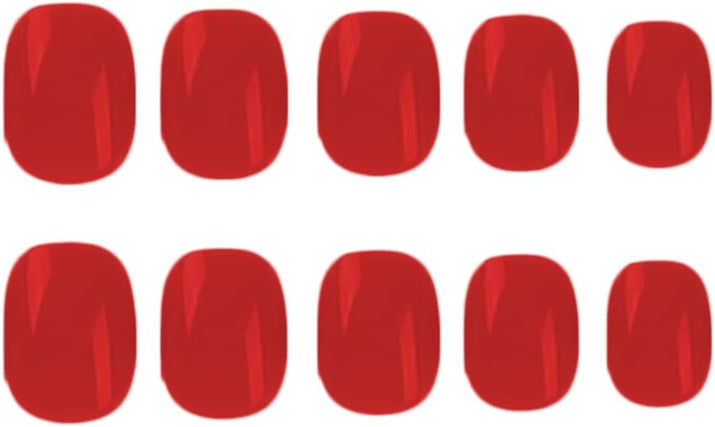 24Pcs Short False Nails Burgundy Stick on Nails Wine Red Press on Nail Removable Glue on Acrylic Full Cover Fake Nail Art Accessories for Women