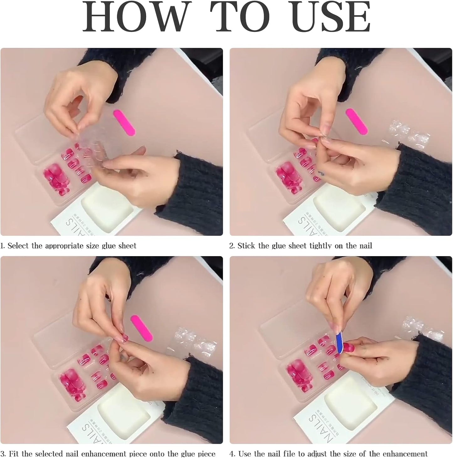 24Pcs Short False Nails Burgundy Stick on Nails Wine Red Press on Nail Removable Glue on Acrylic Full Cover Fake Nail Art Accessories for Women