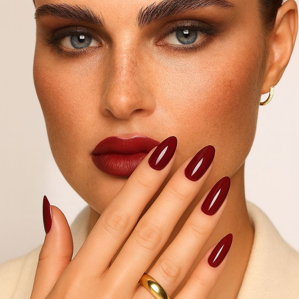 Nailiva™ 24pcs Red Almond Press On Nails