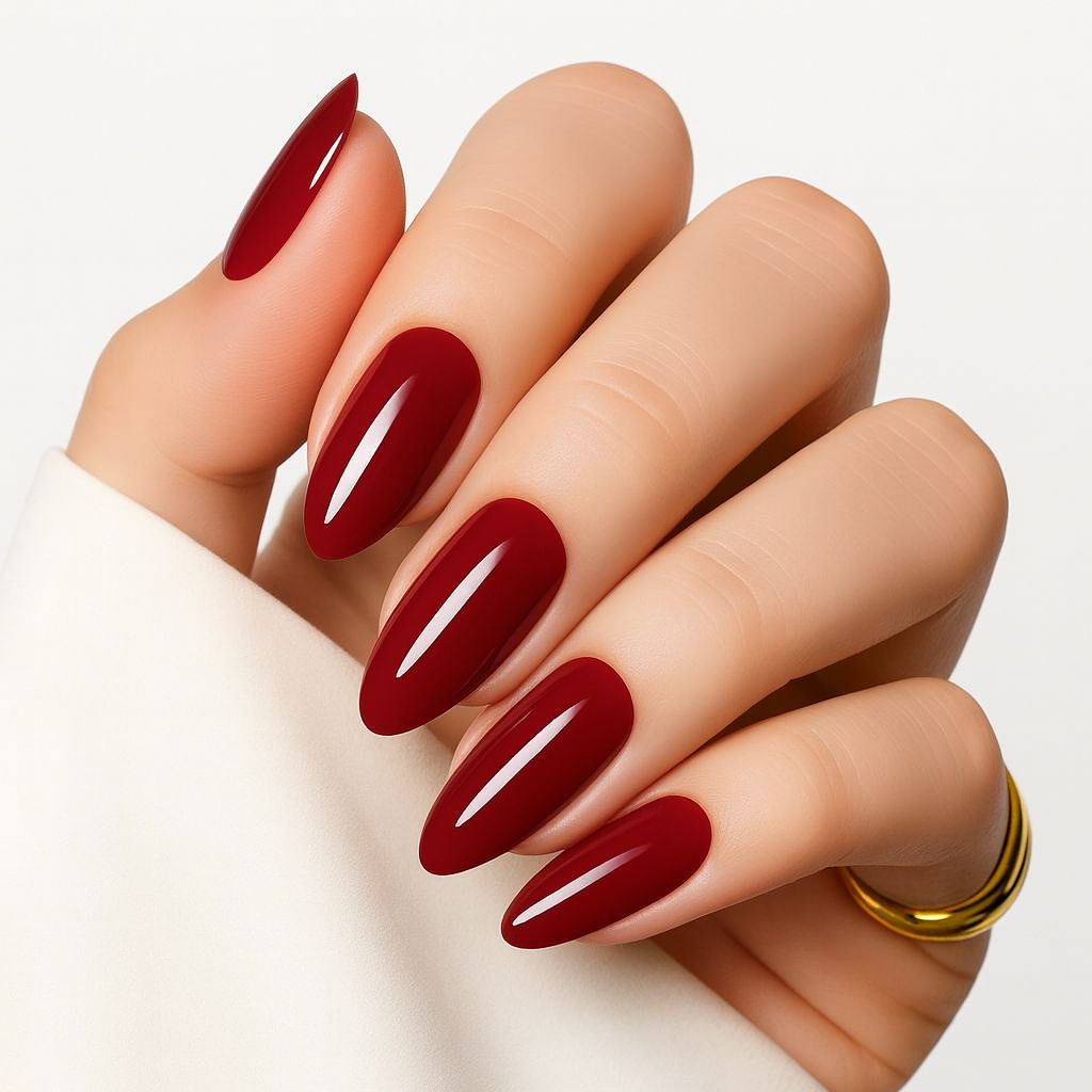 Nailiva™ 24pcs Red Almond Press On Nails