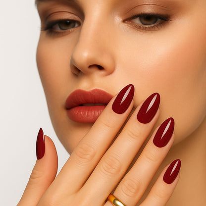 Nailiva™ 24pcs Red Almond Press On Nails