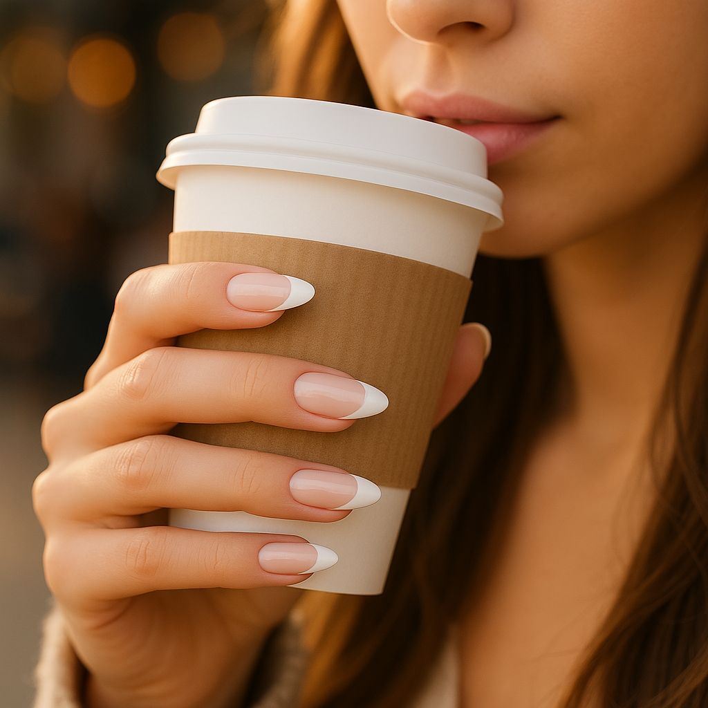 Nailiva™ White French Oval Press-On Nails — 24pcs