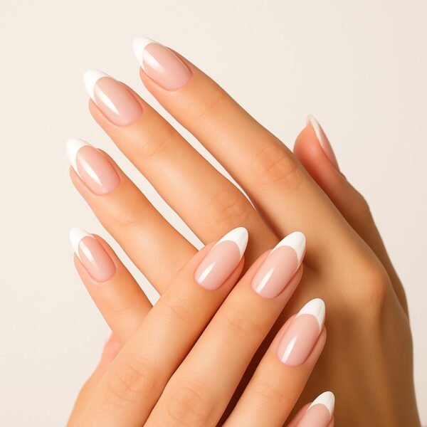 Nailiva™ White French Oval Press-On Nails — 24pcs