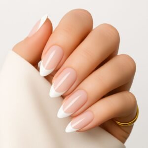 Nailiva™ White French Oval Press-On Nails — 24pcs