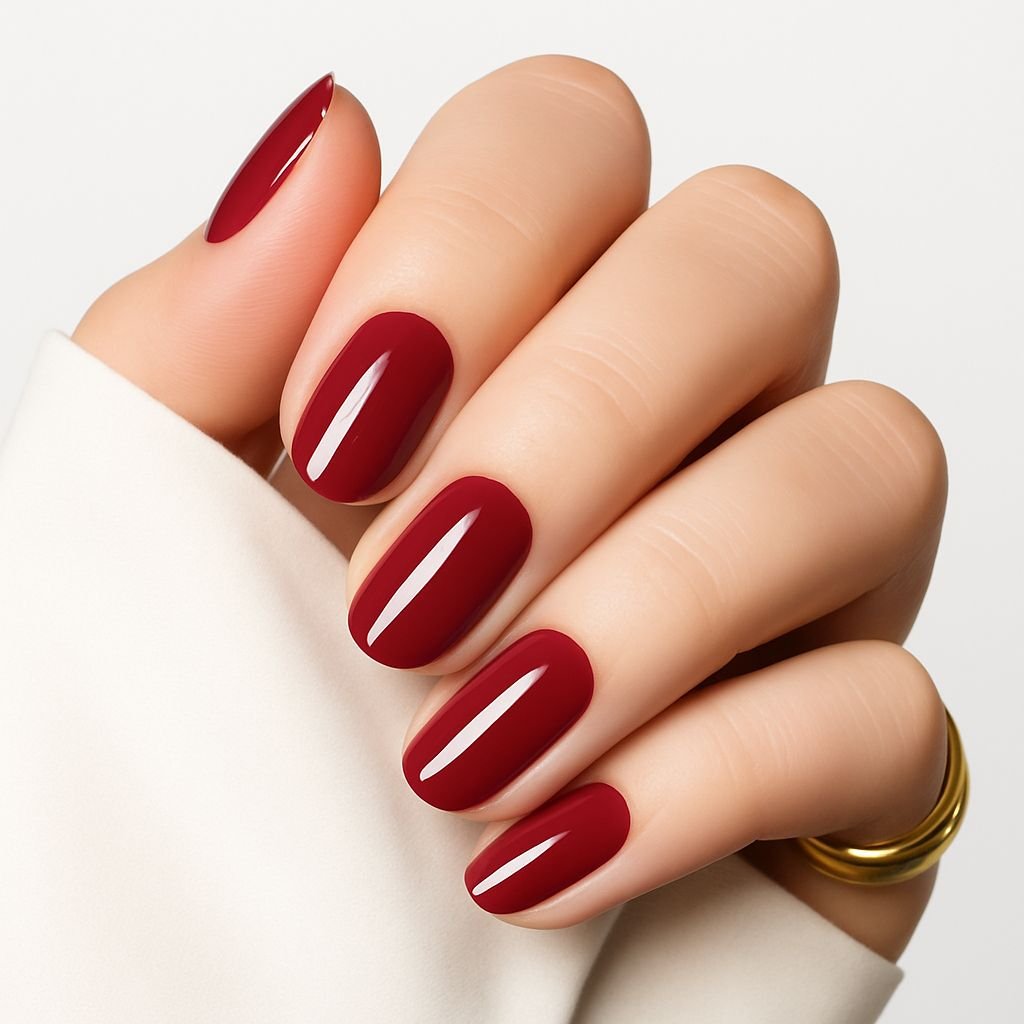 Nailiva™ Burgundy Short Press-On Nails