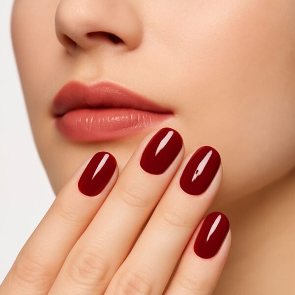 Nailiva™ Burgundy Short Press-On Nails